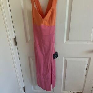 Lulus pink/orange midi dress